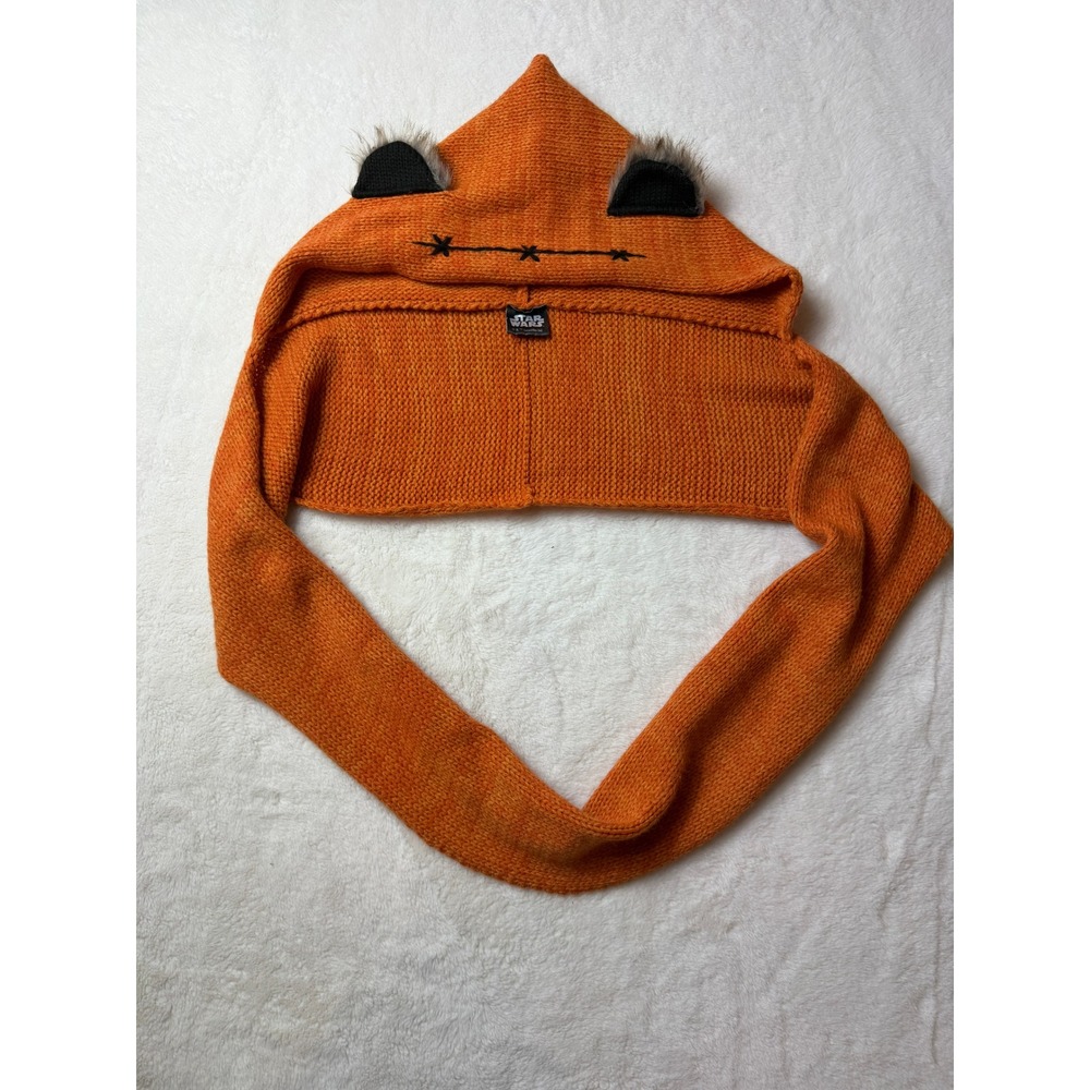 Star Wars Ewok Hooded Infinity Scarf Orange Knit Ears Wicket Cosplay Accessory